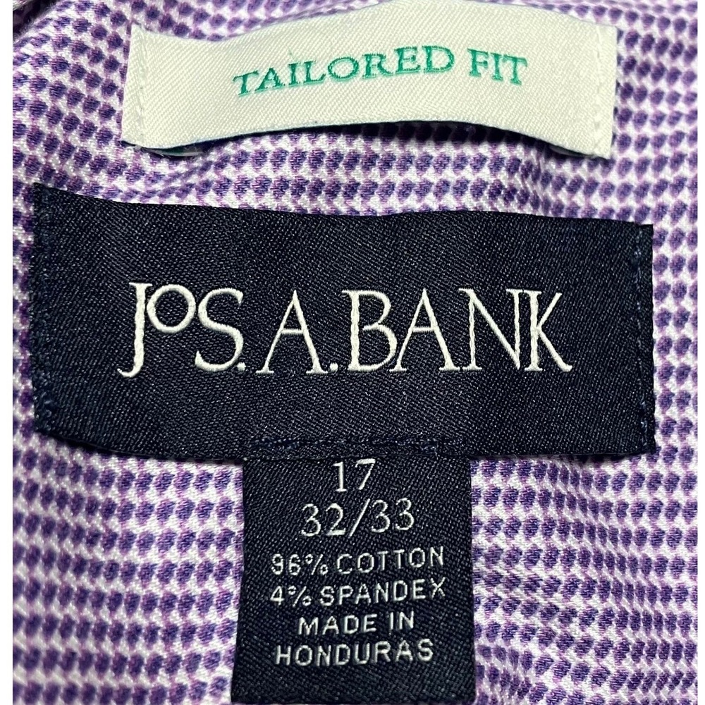 Jos A Bank Button Down Shirt Mens 17 32/33 Purple Excellent Tailored Fit Cotton - Picture 3 of 4